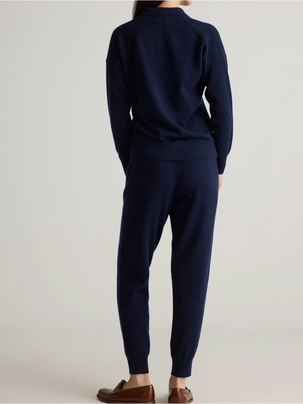 Quince 100% Mongolian Cashmere Polo Sweater in True Navy Sz M - Picture 4 of 9